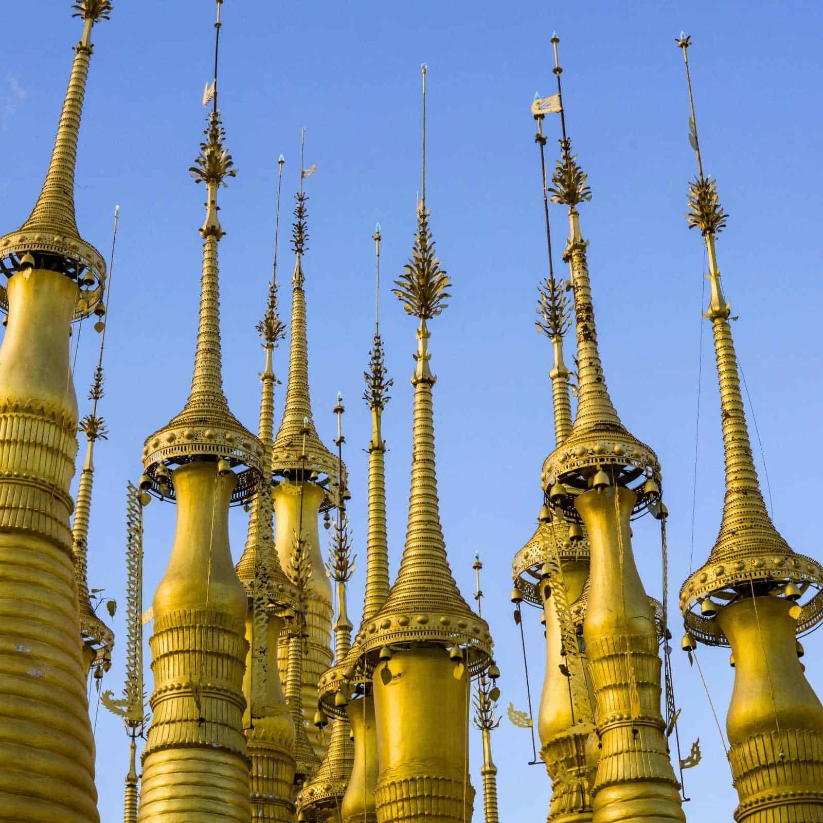 Golden Stupas in Inle Myanmar