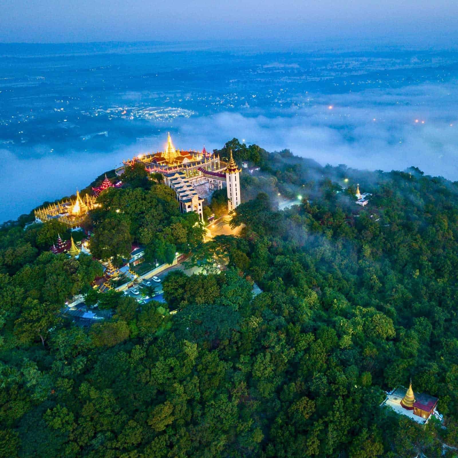Aerial View of Mount Popa in Mandalay, Myanmar