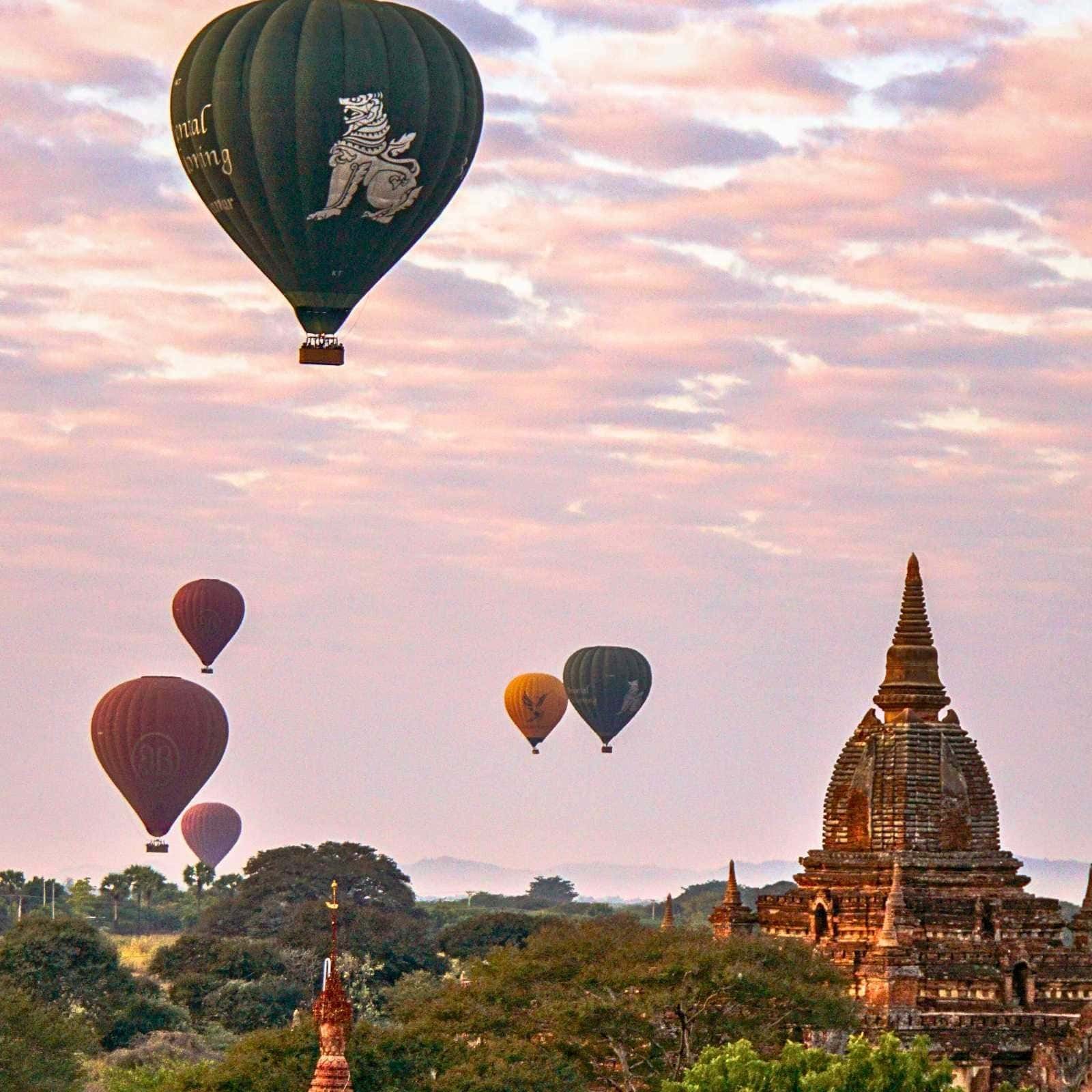Hot Air Balloons Over Temples of Bagan