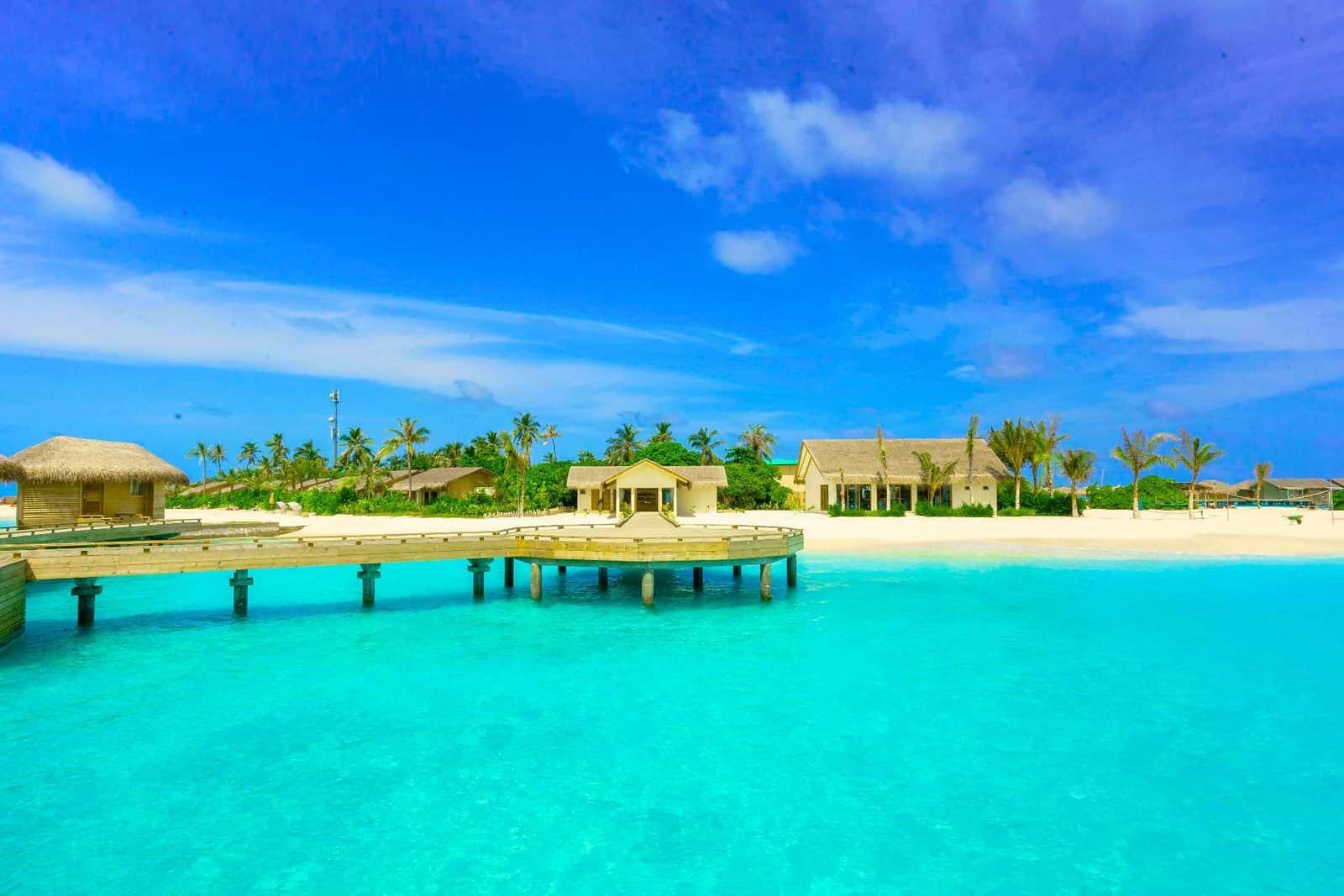Maldives Bungalows Over Blue Waters