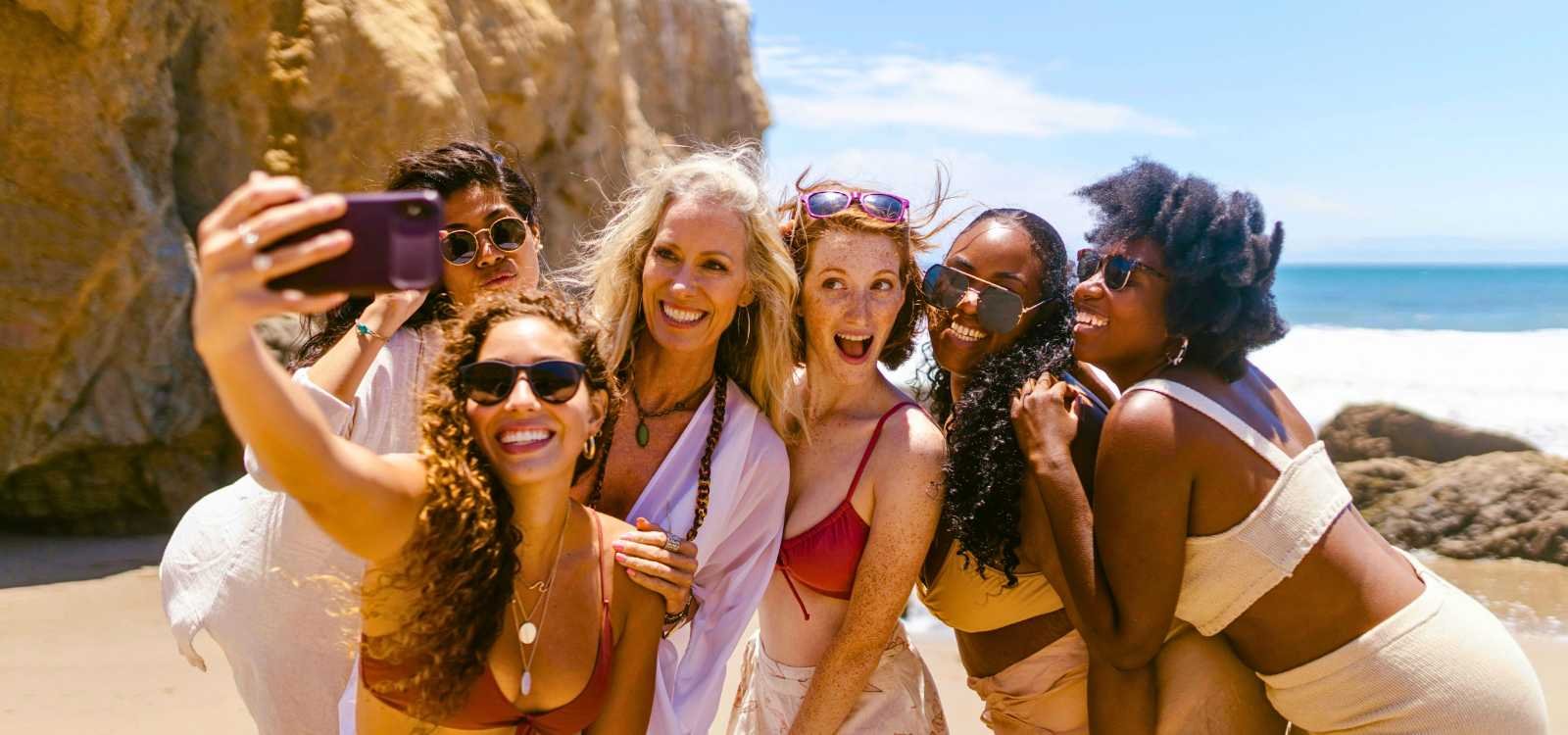 Group of Friends Taking a Selfie at the Beach